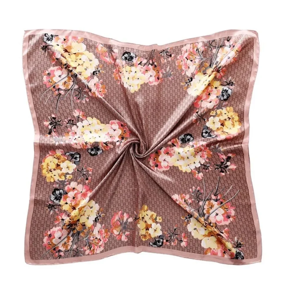 Floral & chain Silky Scarf